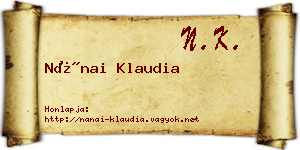 Nánai Klaudia névjegykártya